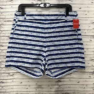 Spanx Shorts Women's Medium Sunshine Shorts Blue Painted Stripe 6"